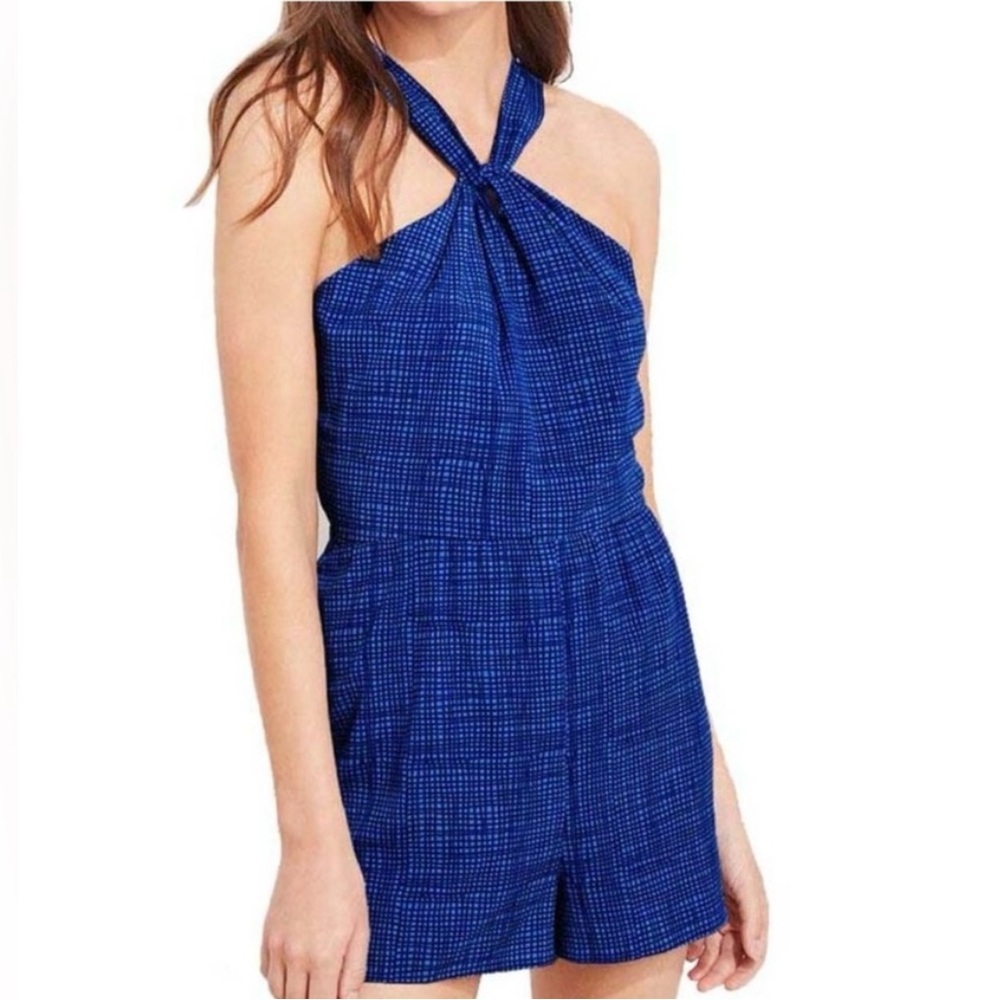 NWT Vineyard Vines tide blue basketweave halter jumpsuit sz 14